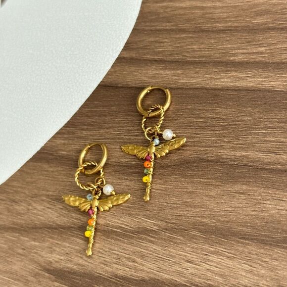 Dragonfly Earrings Q115 - Picture 5 of 6